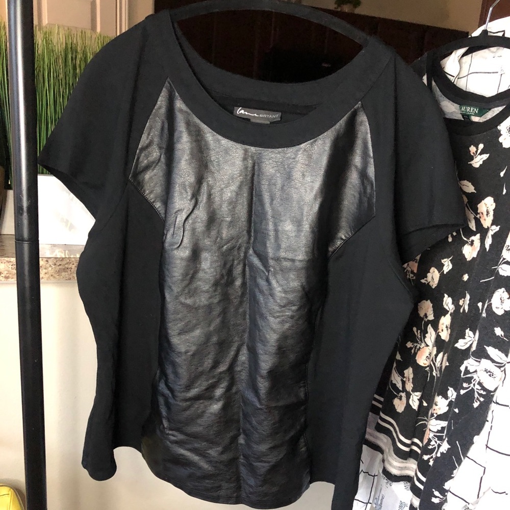 Lane Bryant Faux Leather Panel Shirt; Sz 18/20